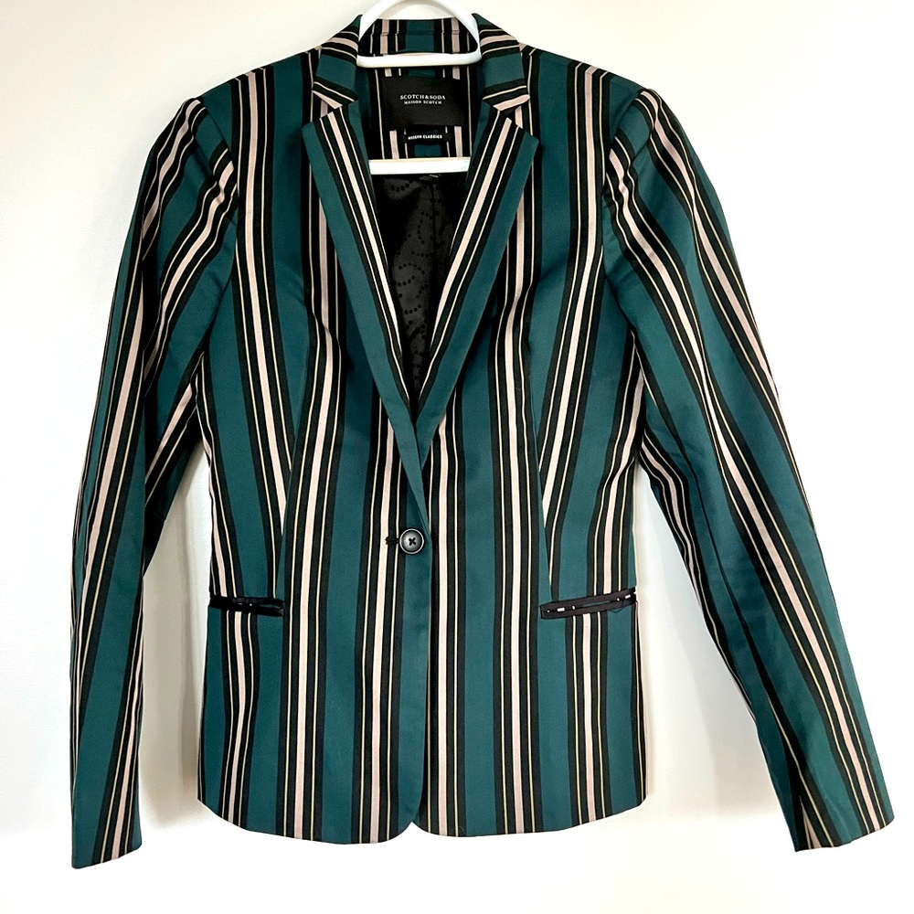 Scotch and soda striped emerald blazer